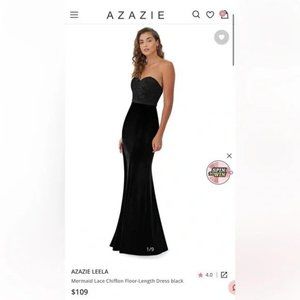 Brand New Azazie Black Velvet Gown